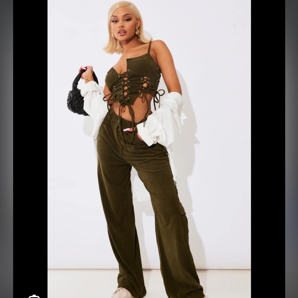 PLT Corduroy Olive Green Women's set